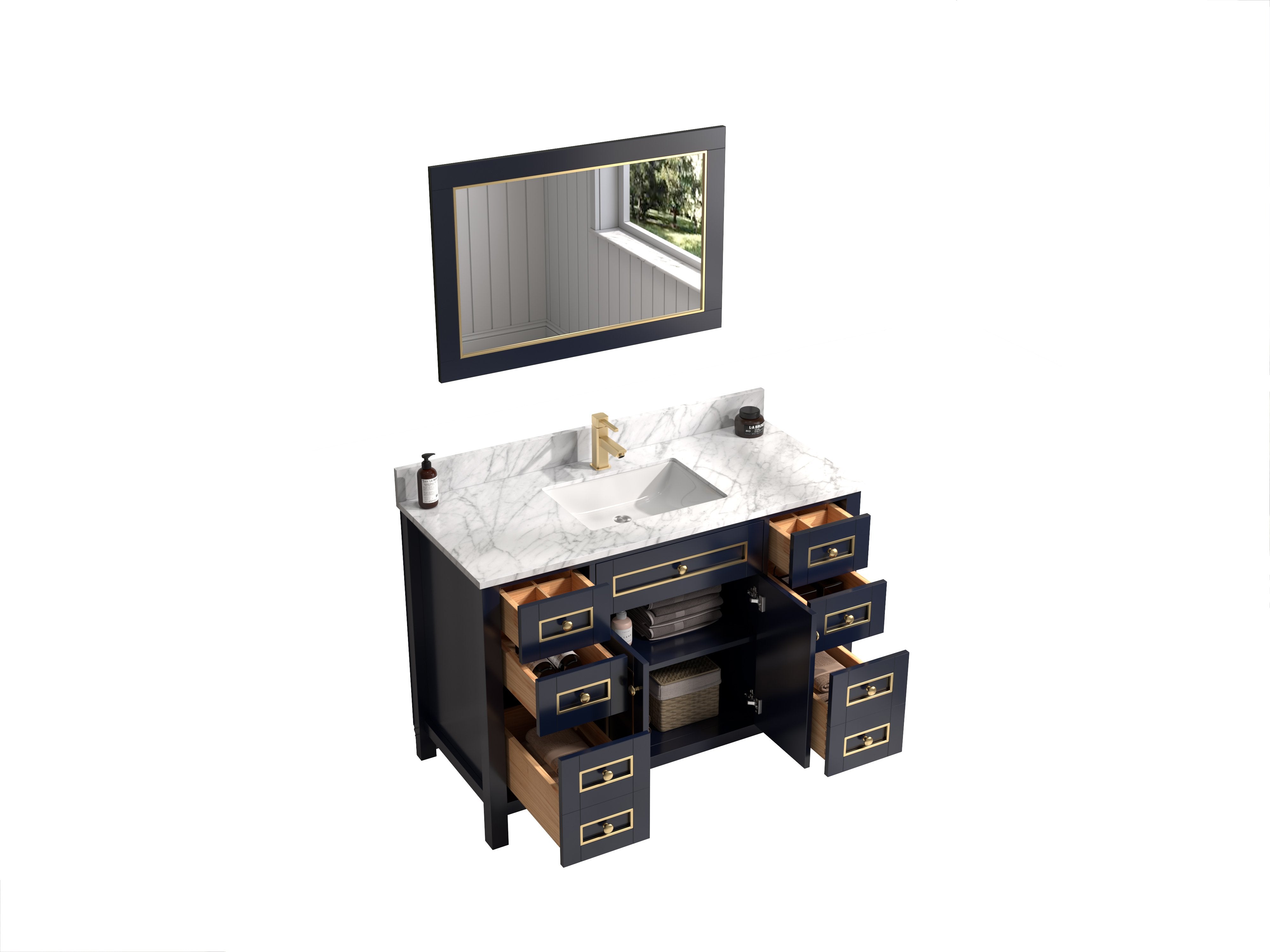 48" Sink Vanity Cabinet With Carrera White Top