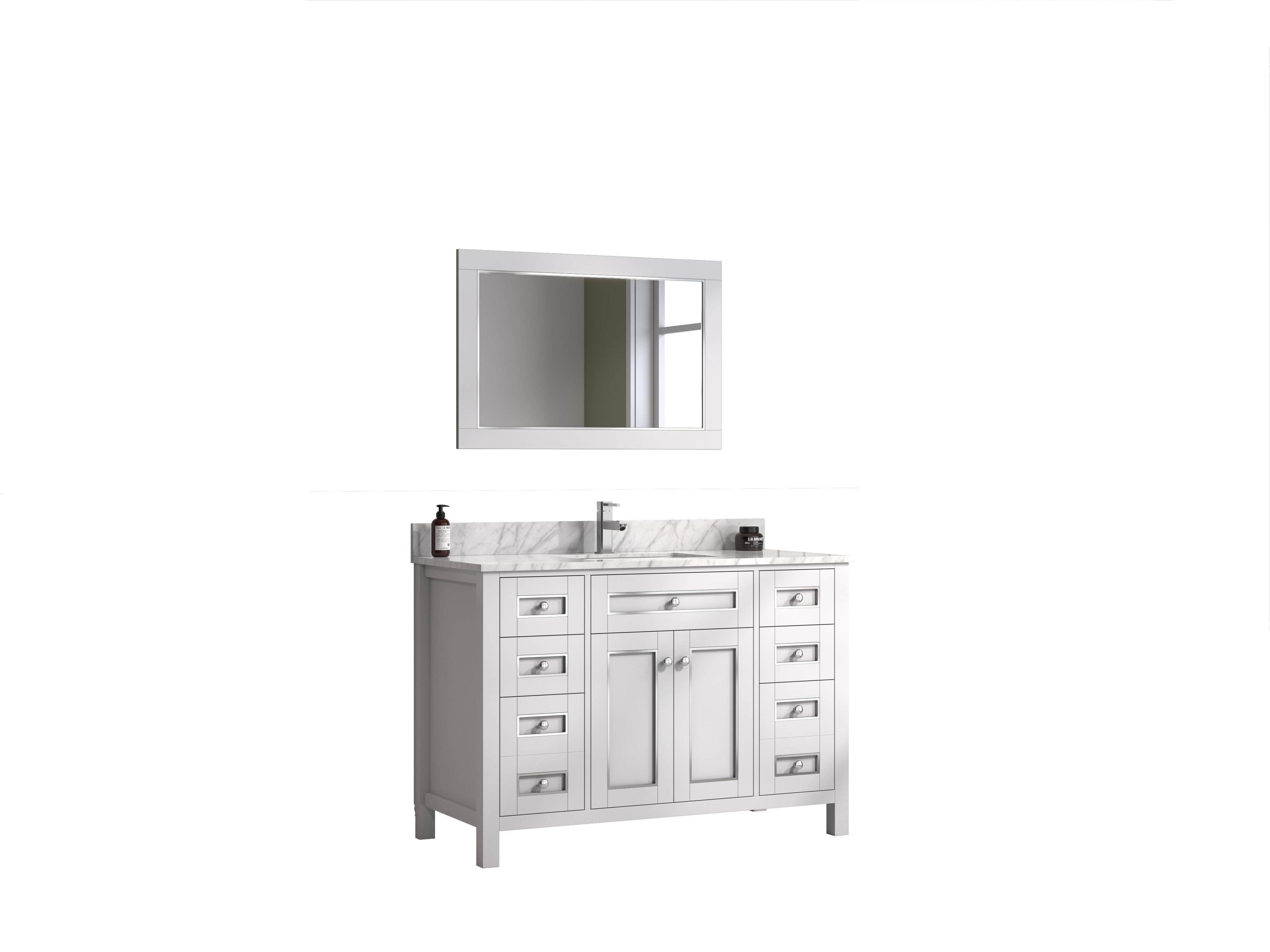 48" Sink Vanity Cabinet With Carrera White Top - East Shore Modern Home Furnishings