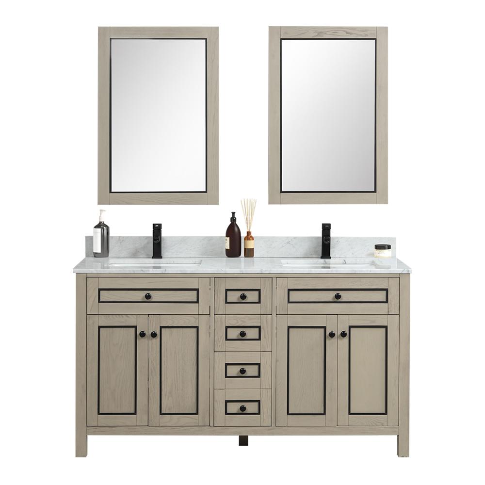 60" Sink Vanity Cabinet With Carrera White Top