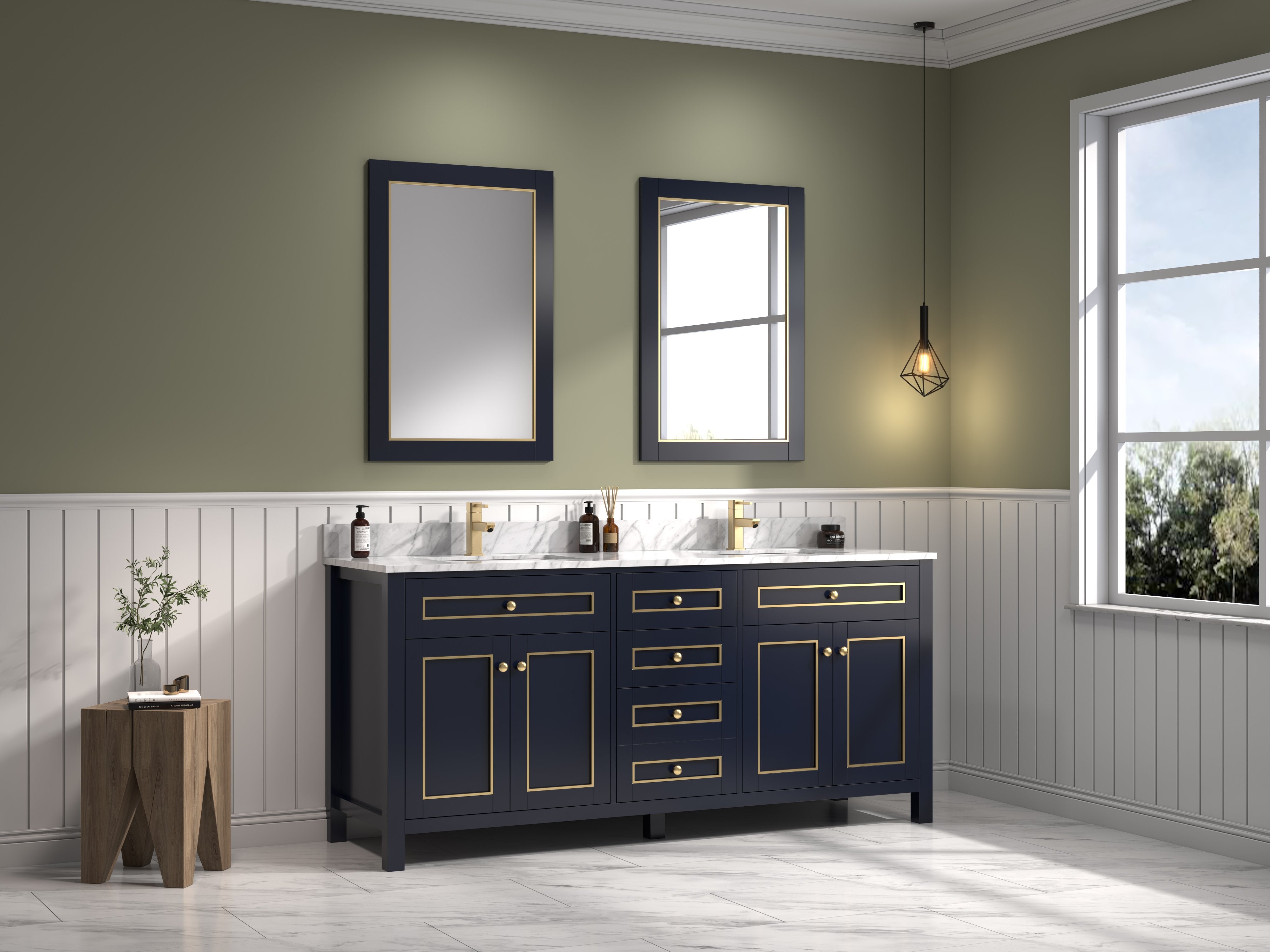 72" Sink Vanity Cabinet With Carrera White Top - East Shore Modern Home Furnishings