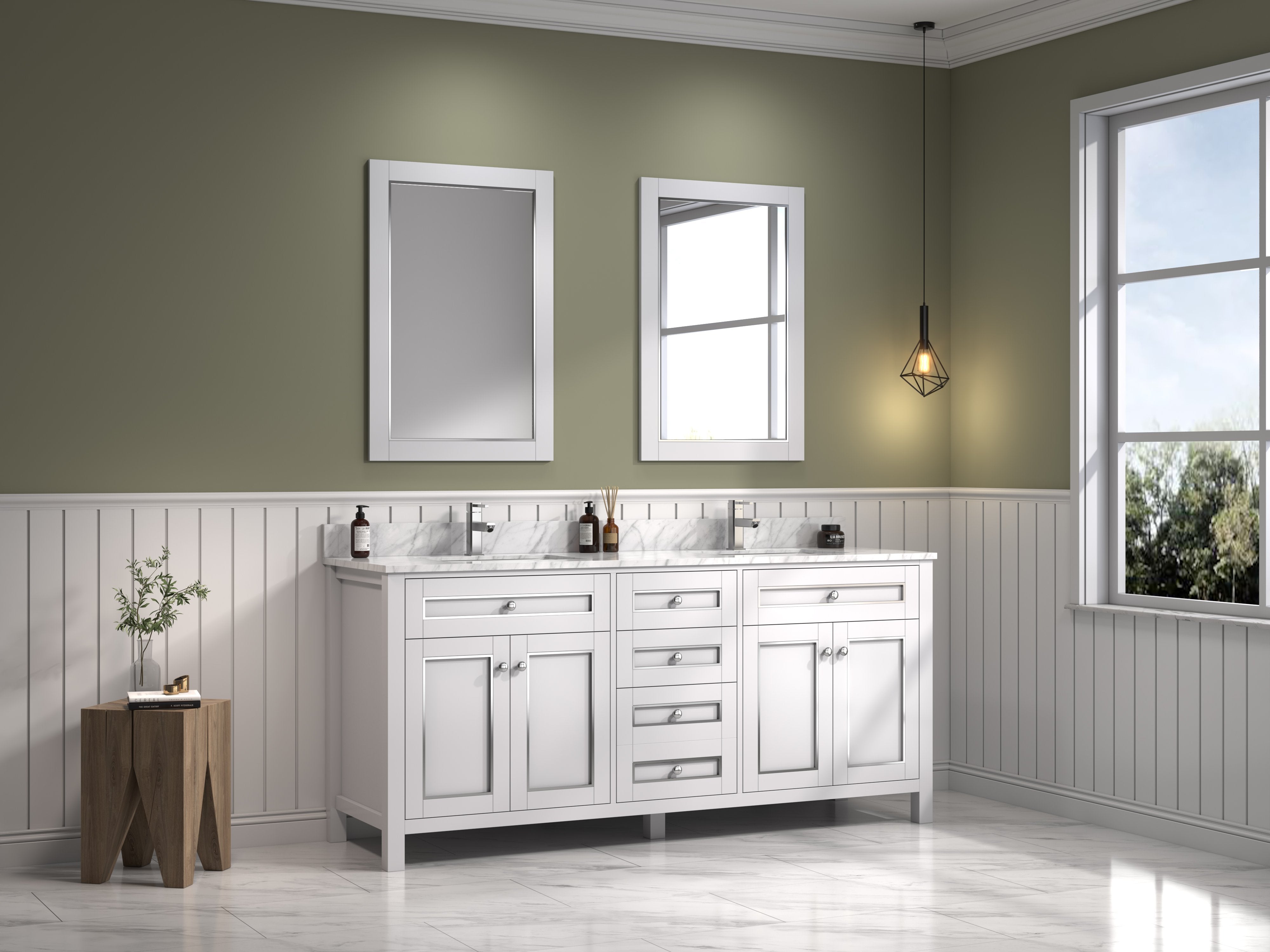 72" Sink Vanity Cabinet With Carrera White Top