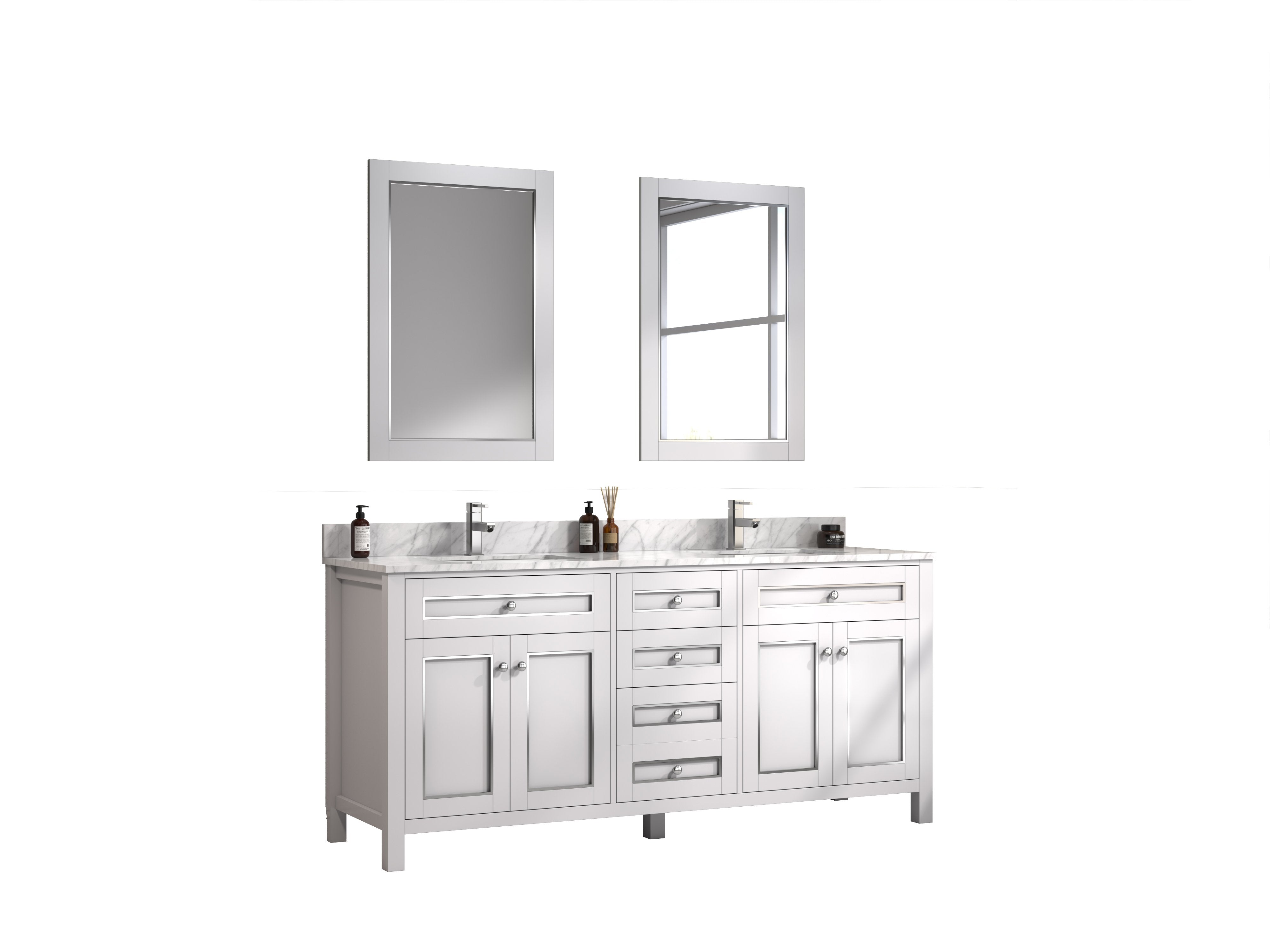 72" Sink Vanity Cabinet With Carrera White Top