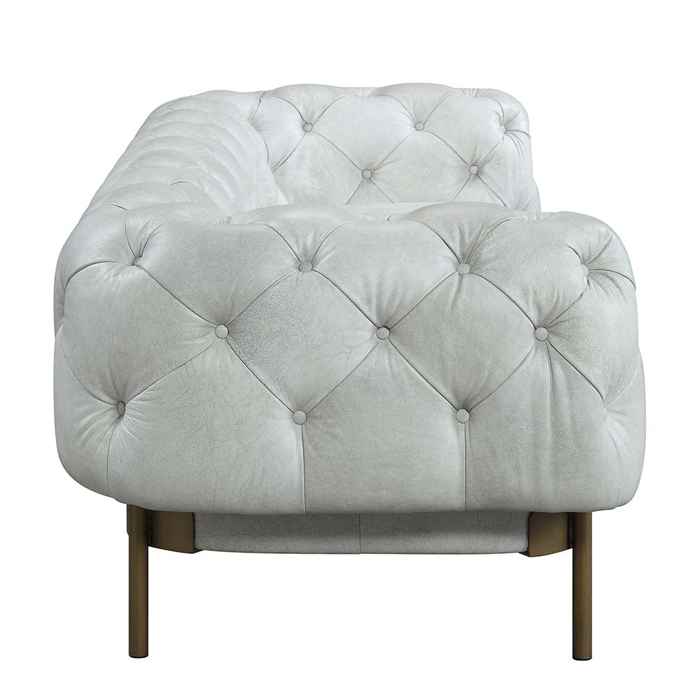 Ragle Vintage White Top Grain Leather Sofa - East Shore Modern Home Furnishings